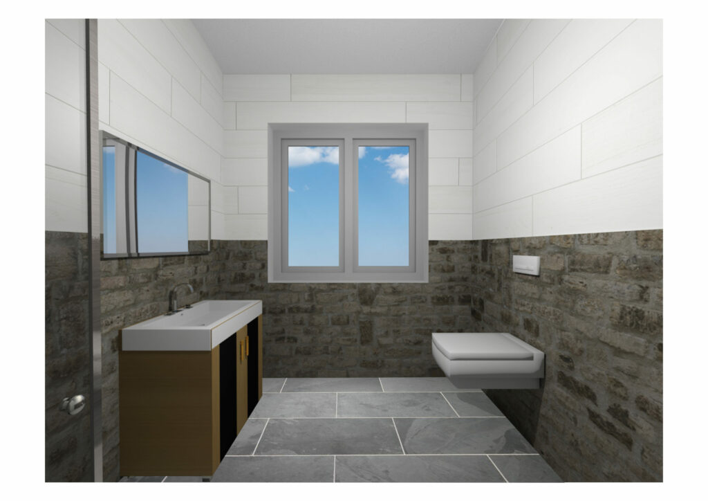 Bad-scaled Konzept eines Kernsanierten Badezimmer mit Fliessen