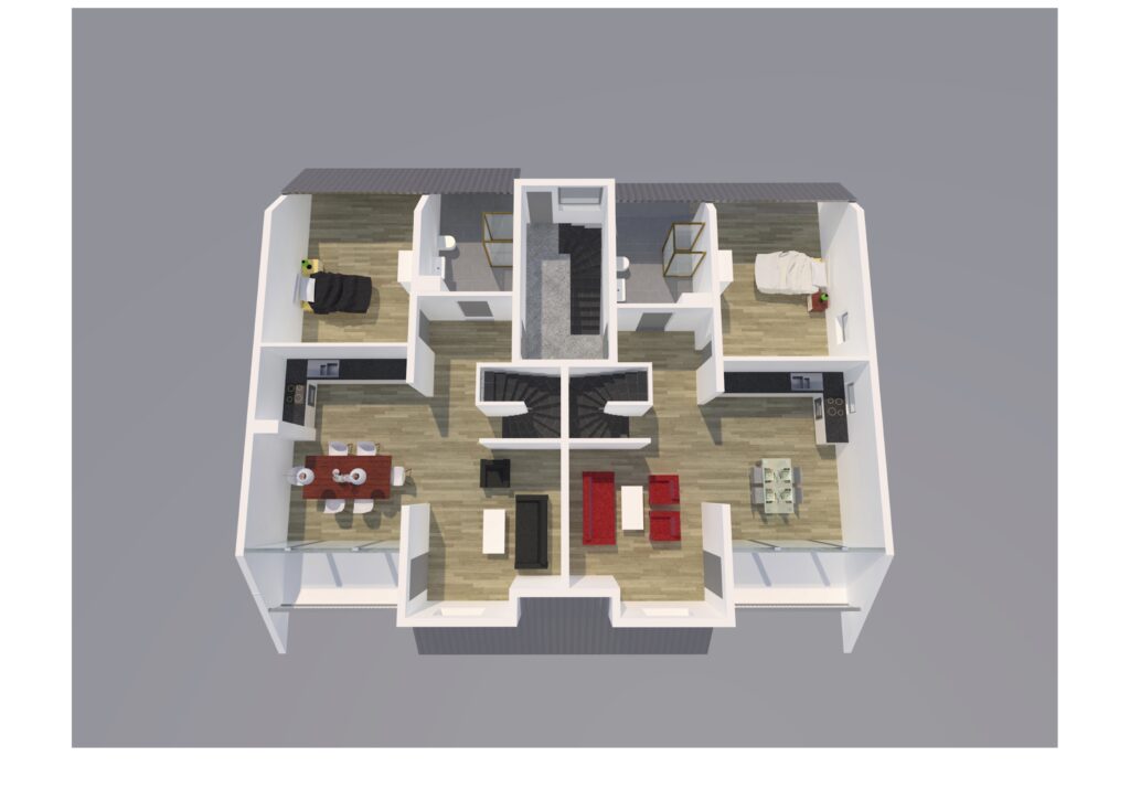 Perspektive 2 Obere Ansicht von Bauprojekt von 42 Dachgeschossausbauten in Sprockhövel