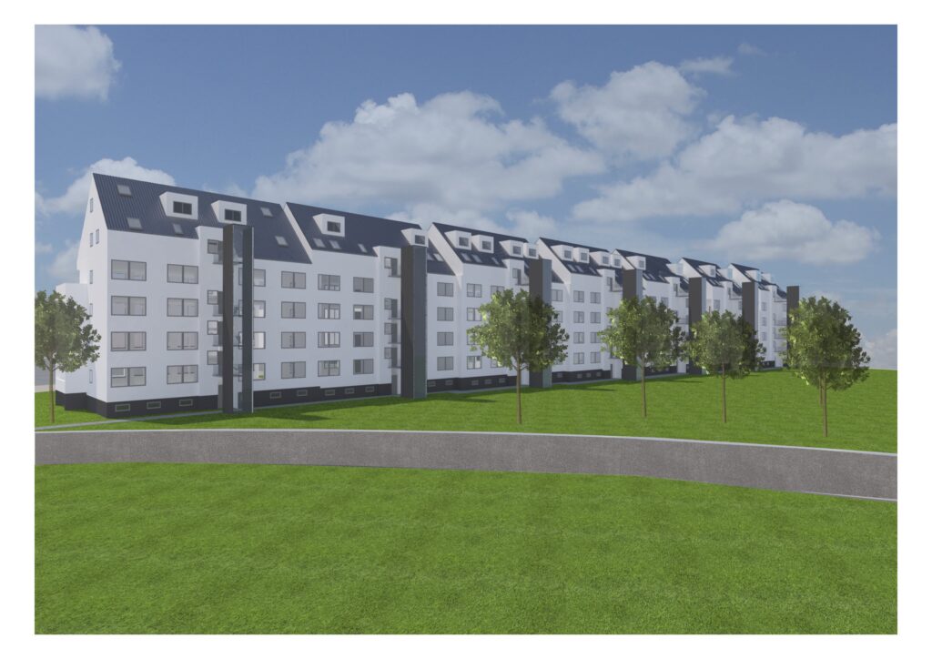 Rendering 1 Seitenansicht von Bauprojekt von 42 Dachgeschossausbauten in Sprockhövel