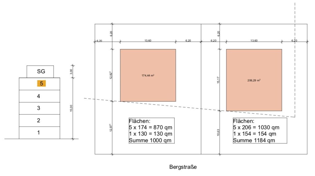 Bergstr-marl- Seitenansicht von der 5 Etage eines Mehrfamilienhauses