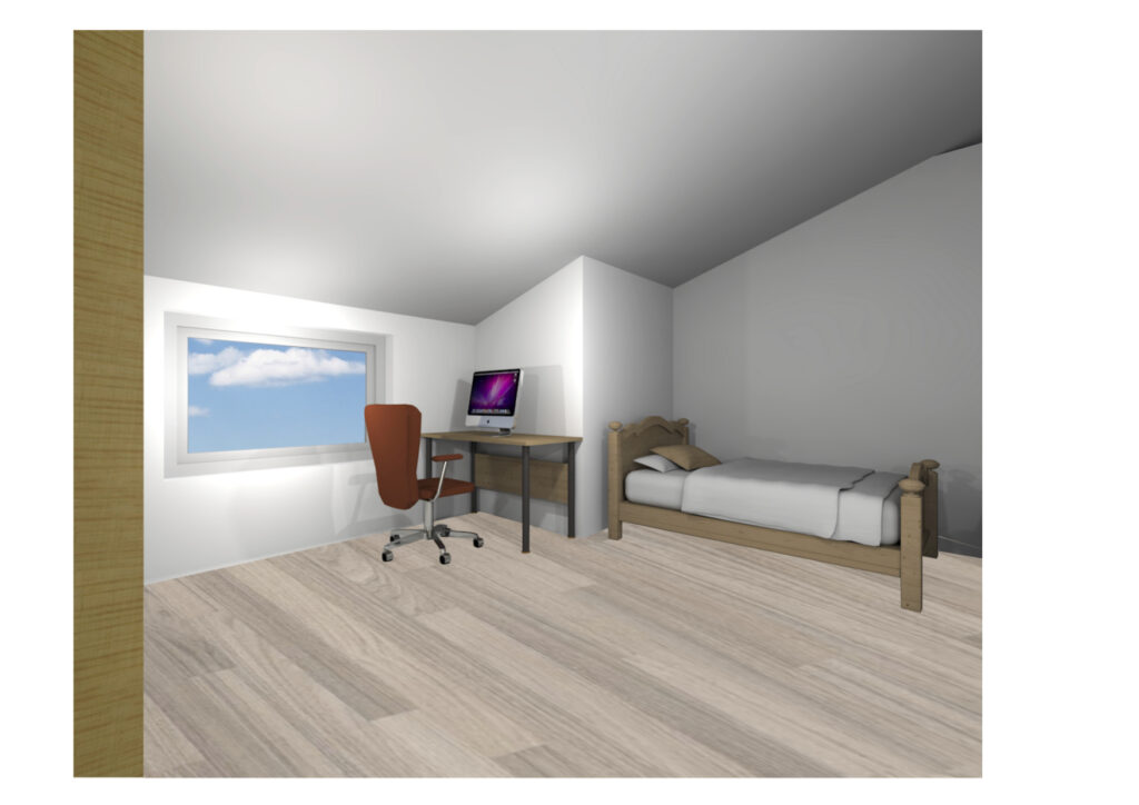 Kind-2 Konzept eines Arbeitszimmers mit einem Bett