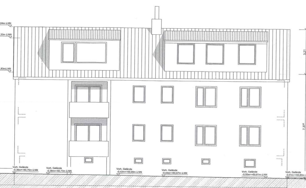 Köhl Seitenansicht Grundriss eines Mehrfamilienhauses