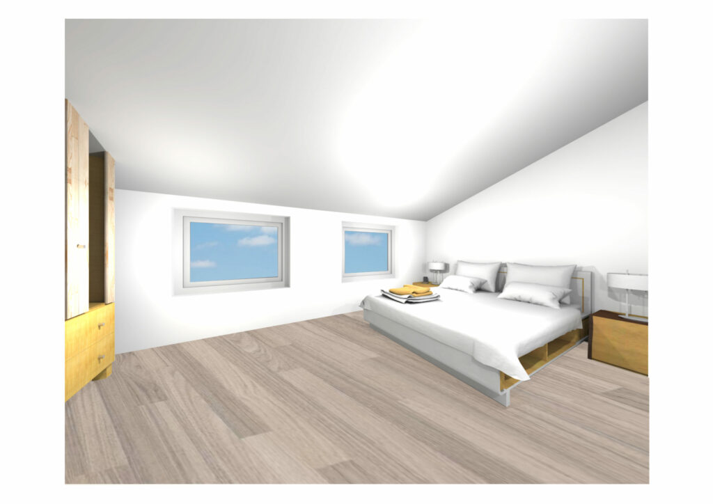 Schlafzimmer-scaled Konzept einer Schlafzimmers mit Vinyl Boden