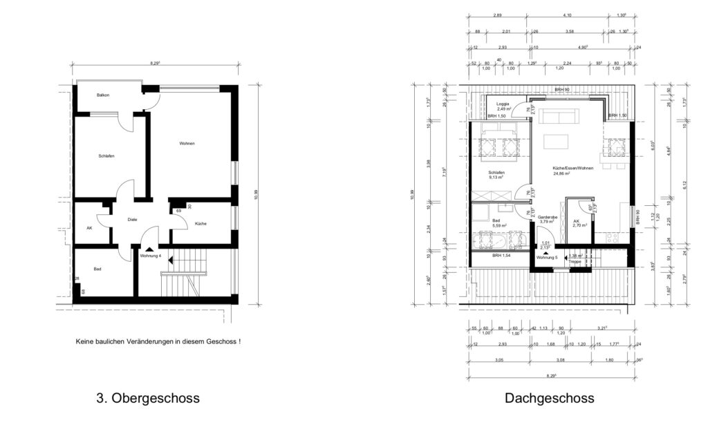 image005 Grundriss von einem Dachgeschoss und Obergeschoss in Datteln